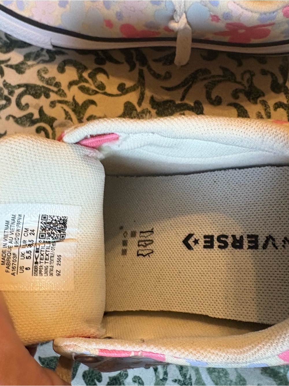 Converse Women’s Floral Low Top Sneakers - Pink, Blue, and Lilac on Cream Canvas - Picture 5 of 5